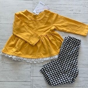Girl toddler Yellow sunshine top with leggings 2 T
